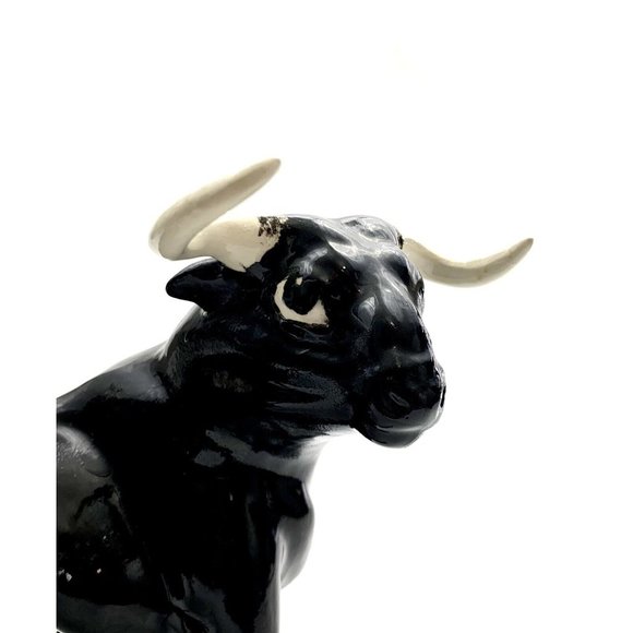 Bull Fighting Figurine Ceramic MCM Vintage Office ￼ Man Cave ￼Decor Gift - Picture 4 of 9
